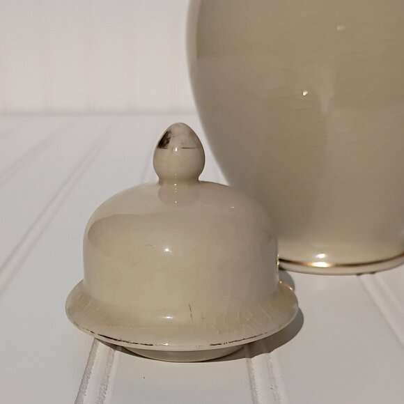 Vintage Japanese Ginger Jar Floral Peacock Porcelain Lidded Satsuma Crackled MCM - Picture 7 of 14